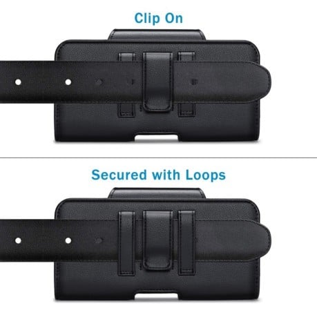 Универсальный чехол NUOKU на диагональ 5.5-6.7 Belt Clip Carrying Pouch с фактурой Litchi и креплением на пояс - черный