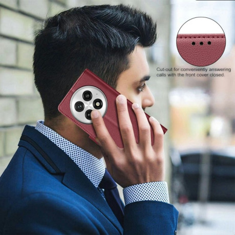 Чохол-книжка Litchi Texture RFID Anti-theft Leather для OnePlus 13 - червоний