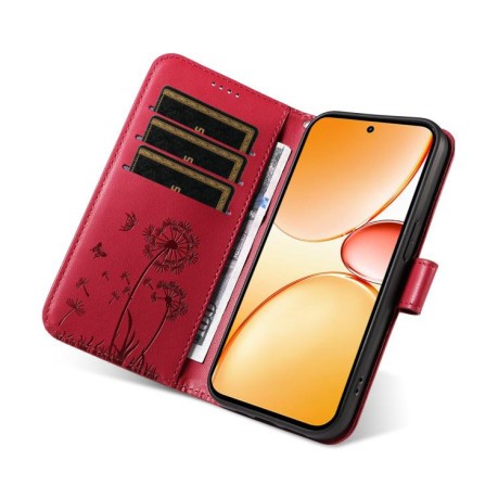 Чехол-книжка с тиснением Dandelion и магнитным хлястиком для Realme C85 Pro 4G — красный