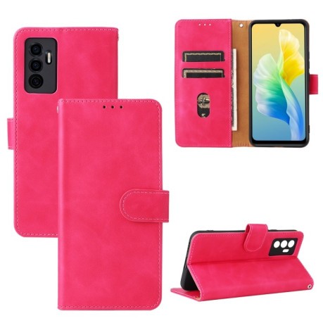 Чохол-книжка Buckle Calf Texture для Vivo S10e/V23e - пурпурно-червоний
