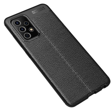 Противоударный чехол Litchi Texture на Samsung Galaxy A52/A52s - черный