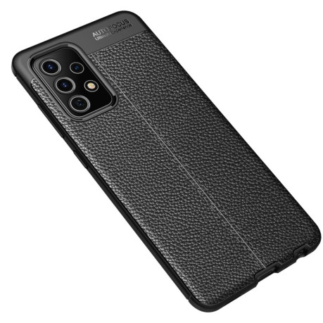 Противоударный чехол Litchi Texture на Samsung Galaxy A72  - черный