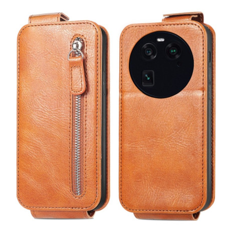 Флип-чехол Zipper Wallet Vertical для OPPO Find X6 - коричневый