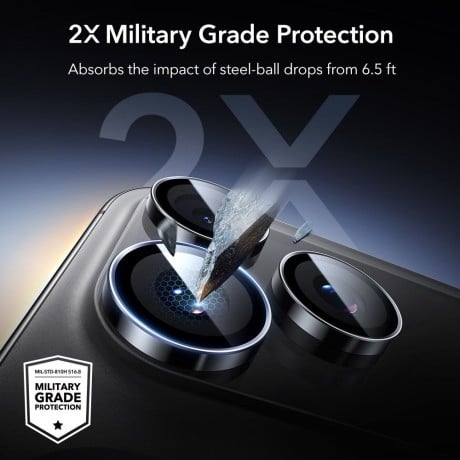 Защитное стекло на камеру ESR Armorite Camera на iPhone 14 Pro / Pro Max / 15 Pro / Pro Max / 16 Pro / Pro Max / 17 Pro / Pro Max - Black