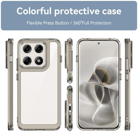 Протиударний чохол Colorful Acrylic Series з кольоровою силіконовою боковиною на Motorola Edge 70 Pro 5G — прозорий/сірий