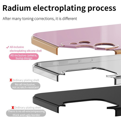 Противоударный чехол 6D Electroplating Full Coverage with Magnetic Ring для iPhone 14 - фиолетовый