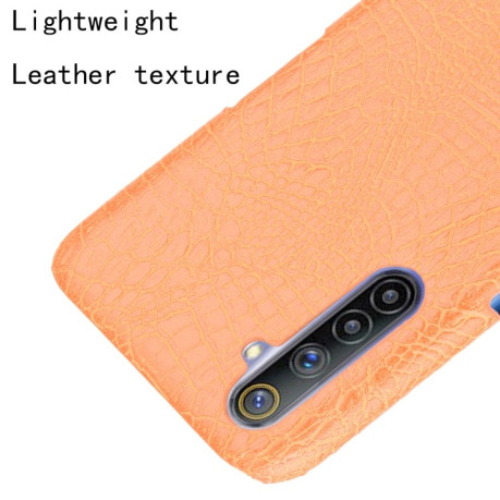 Ударопрочный чехол Crocodile Texture на Realme 6 - оранжевый