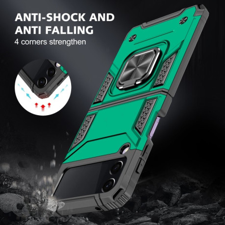 Противоударный чехол Magnetic Armor для Samsung Galaxy Z Flip3 5G - темно-зеленый