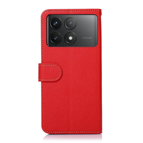 Чехол-книжка KHAZNEH Litchi Texture для Xiaomi Poco F6 Pro - красный