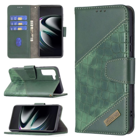 Чохол-книжка Matching Color Crocodile Texture на Samsung Galaxy S22 5G - зелений