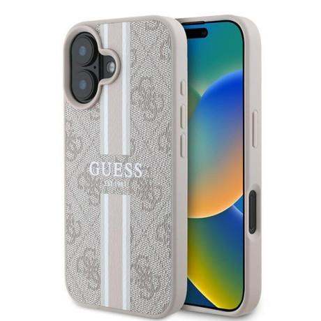 Оригінальний чохол Guess 4G Printed Stripes MagSafe на iPhone 16 Plus - Pink