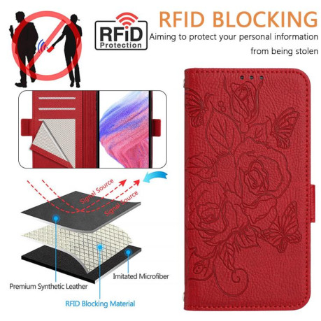 Чехол-книжка Magnetic RFID Anti-theft Leather для Xiaomi Redmi Note 14 4G 164.84mm - красный