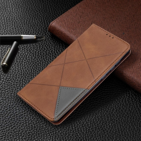 Чехол-книжка Rhombus Texture на Samsung Galaxy A71 / А715 - коричневый