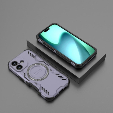 Противоударный чехол Butterfly Armor MagSafe Magnetic Ring Shockproo для iPhone 17 - фиолетовый