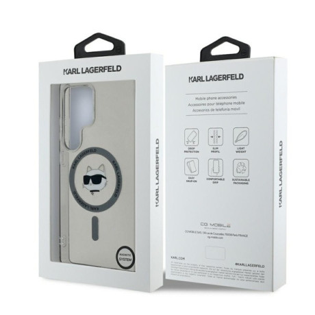 Оригинальный чехол Karl Lagerfeld Button Choupette Head Printed Logo MagSafe для Samsung Galaxy S25 Ultra - Black