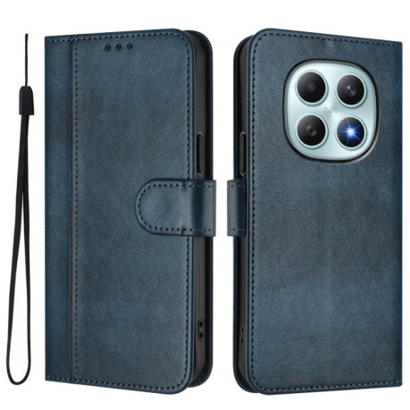 Чехол-книжка Line Splicing эко-кожа Ретро на Xiaomi Redmi Note 15 4G / 5G /Poco M8 164mm — тёмно-синий