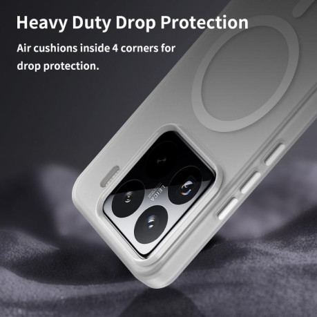 Противоударный чехол MagSafe Frosted Translucent TPU + PC для Xiaomi 15 Pro - белый