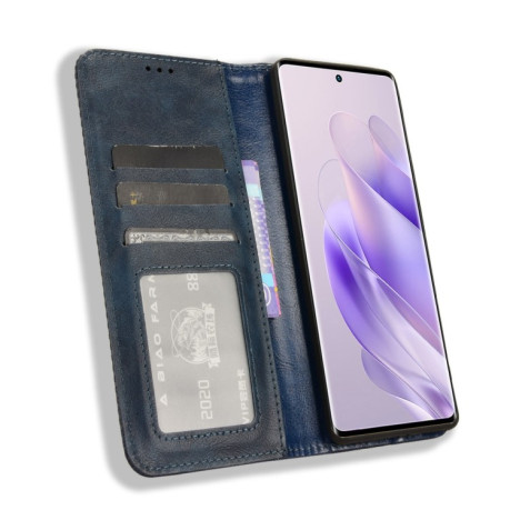 Чехол-книжка Magnetic Buckle Retro Crazy Horse Texture на Infinix Zero 30 4G - синий