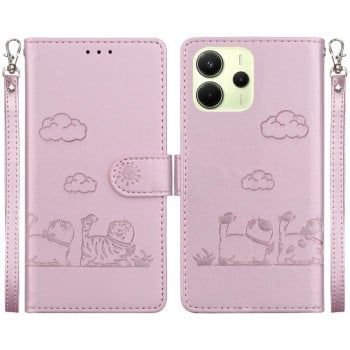 Чохол-книжка Cute Cats RFID Leather для Xiaomi Redmi Note 14 4G 164.84mm - золото
