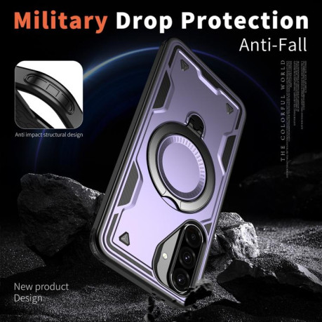 Противоударный чехол MagSafe Holder Armor PC Hybrid для Samsung Galaxy A56 5G - фиолетовый
