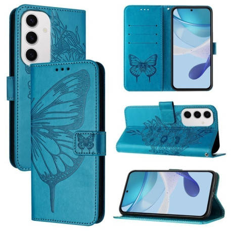 Чехол-книжка Embossed Butterfly для Samsung Galaxy S24 FE 5G - синий