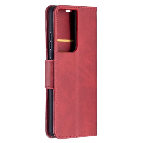 Чехол-книжка Retro Lambskin Texture на Samsung Galaxy S21 Ultra - красный