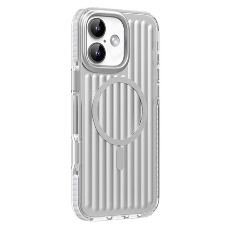 Чохол Mutural Corrugated Texture Magsafe Magnetic Shockproof для iPhone 16 - сріблястий