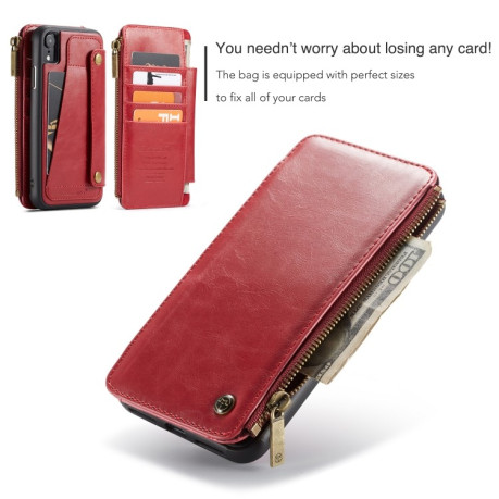 Чехол-кошелек CaseMe 011 Series Zipper Wallet Style на iPhone XR - красный