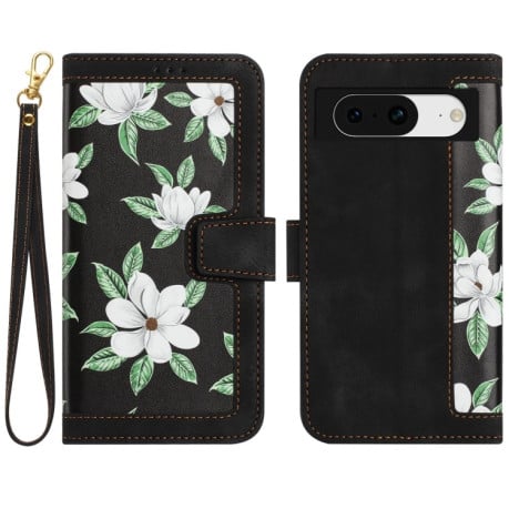 Чехол-книжка Floral Pattern Leather для Google Pixel 8a - черный
