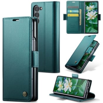 Чехол-книжка CaseMe 023 Butterfly Buckle Litchi Texture RFID для Samsung Galaxy  Fold 6 5G - голубой