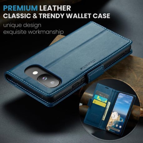 Чехол-книжка CaseMe 023 Butterfly Buckle Litchi Texture RFID Anti-theft Leather для Google Pixel 9a - синий