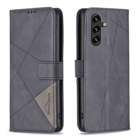 Чехол-книжка Magnetic Buckle Rhombus Texture для Samsung Galaxy A05s - черный