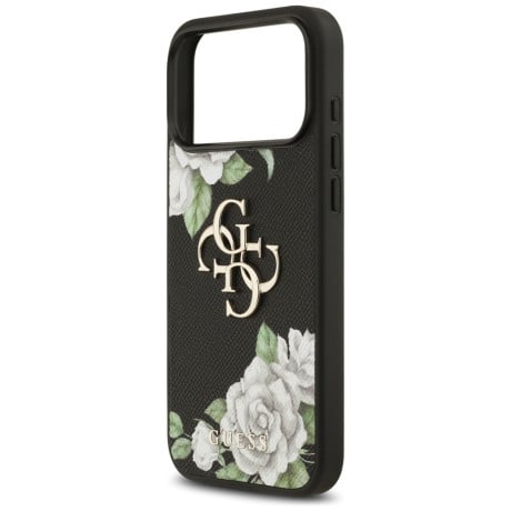 Оригинальный чехол Guess Grained Roses &amp; Big 4G Logo на iPhone 17 Pro Max - black
