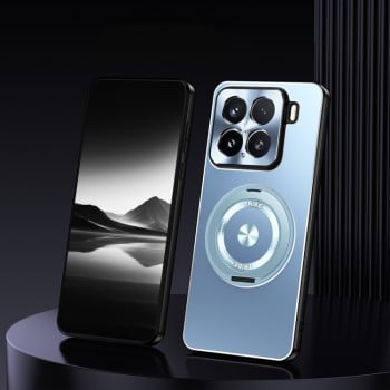 Противоударный чехол Rotating Holder Frosted Metal на Xiaomi 15 - синий