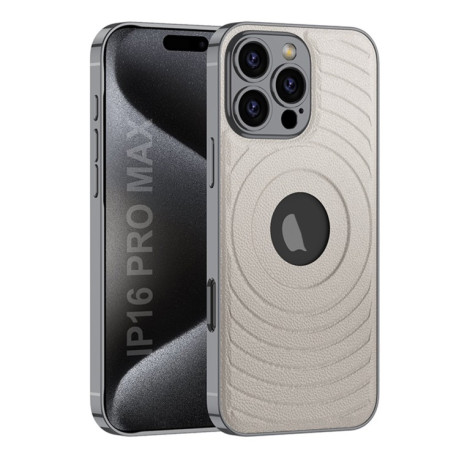Противоударный чехол GKK Plating Leather Wave MagSafe для iPhone 16 Pro Max - Gray