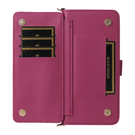 Чехол-книжка Multifunctional 6-Card Slots Leather на Realme GT 7 Pro - пурпурно-красный