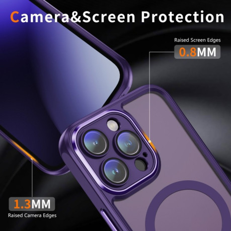 Протиударний чохол Frosted Lens MagSafe для iPhone 15 Pro - фіолетовий