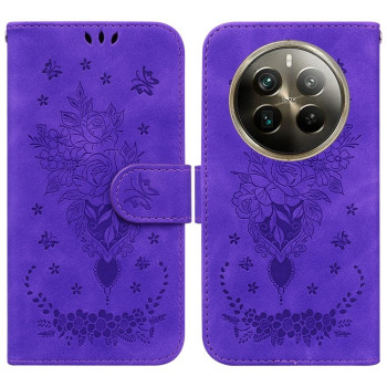 Чохол-книга Butterfly Rose Embossed для Realme 12 Pro / 12 Pro+ - фіолетовий