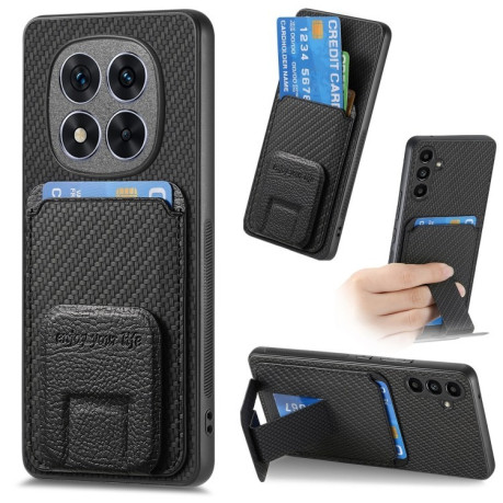 Противоударный чехол Carbon Fiber Card Bag для Xiaomi  Redmi Note 14 Pro+ 5G - черный