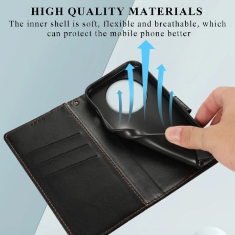 Чохол-книжка протиударна PU Genuine Leather Texture Embossed Line для Realme 12 5G - чорний