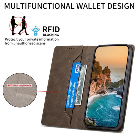 Чохол-книжка Business Solid Color Magnetic RFID Leather на Realme 14 Pro+ - коричневий