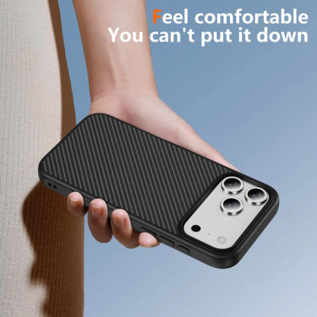 Ударозащитный чехол Carbon Fiber Texture Skin-feel Acrylic на iPhone 17 Pro Max - черный
