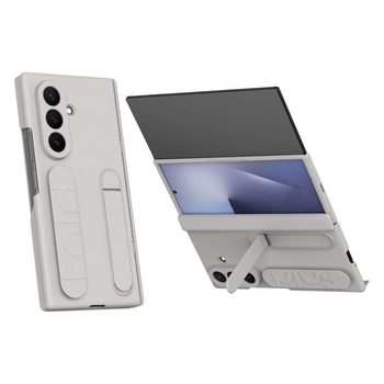 Противоударный чехол Bazher с плёнкой и держателем на Samsung Galaxy TriFold — титановый