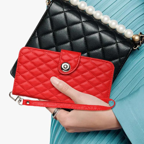 Чохол-книжка Rhombic Texture Flip Leather для OnePlus 13R/Ace 5/Ace 5 Pro - червоний