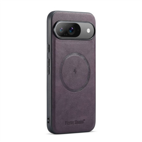 Чохол Fierre Shann Cowhide Texture MagSafe Magnetic для Google Pixel 9 Pro XL - фіолетовий