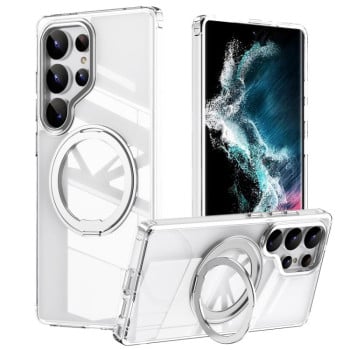 Протиударний чохол з підставкою на 360 град з MagSafe на  для Samsung Galaxy S25 Ultra 5G - сріблястий