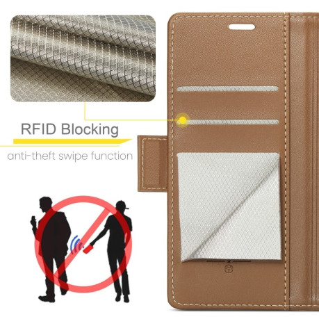Чохол-книжка CaseMe 023 Butterfly Buckle Litchi Texture RFID Anti-theft Leather для Xiaomi Redmi 13C/Poco C65 4G - коричневий