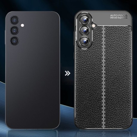 Противоударный чехол Litchi Texture на Samsung Galaxy A35 - черный