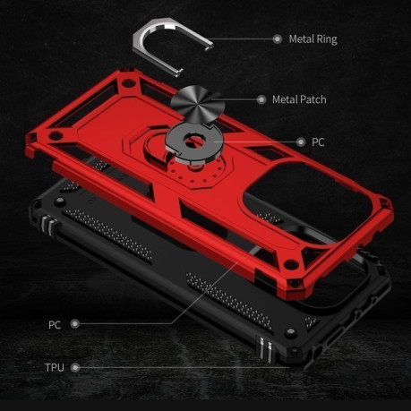 Протиударний чохол HMC 360 Degree Rotating Holder на Xiaomi Redmi Note 14S/ 13 Pro 4G / POCO M6 Pro 4G - червоний