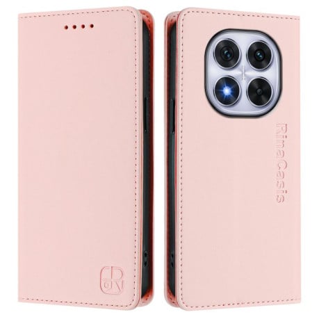 Чохол-книжка RC01 Dual-Folded Magnetic Suction RFID Leather на Xiaomi Redmi Note 14 Pro 4G - рожевий